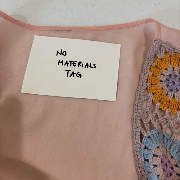 Pastel Pink Sheer Crochet Medallion Kimono Robe Tassel M/L Boho Festival Beachy - Picture 10 of 10